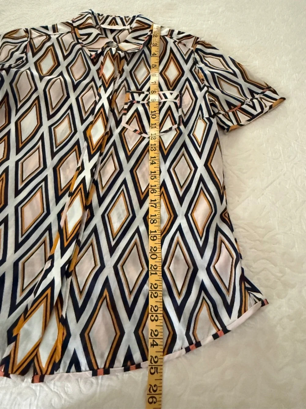 Tory Burch Short Sleeve Button Up Blouse, Size 4